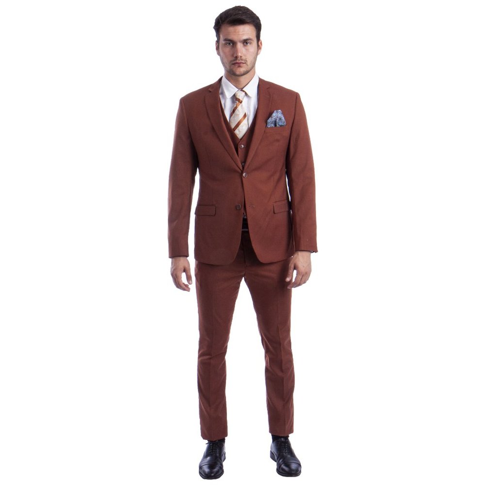 Men's Skinny-Fit 3pc Light Brown Suit by Sean Alexander